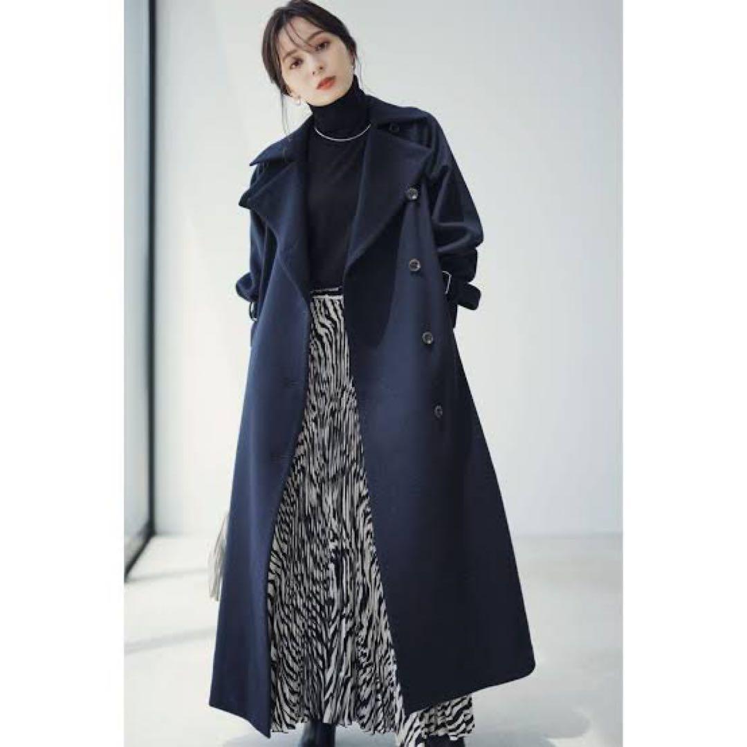 anuans ウールトレンチコート ネイビー NAVY Mサイズ