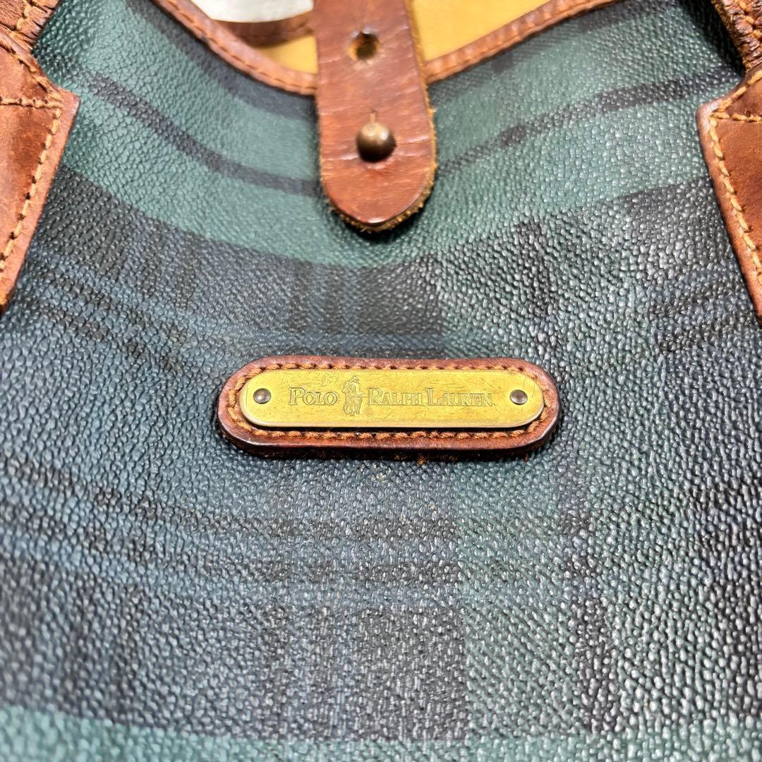✨美品✨ ポロラルフローレン ブラックウォッチ トートバッグ PVCレザー 緑