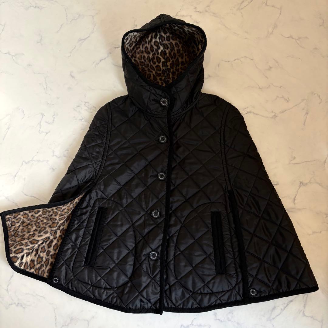 極美品 トラディショナル ウェザーウェア キルティング ケープ ヒョウ柄