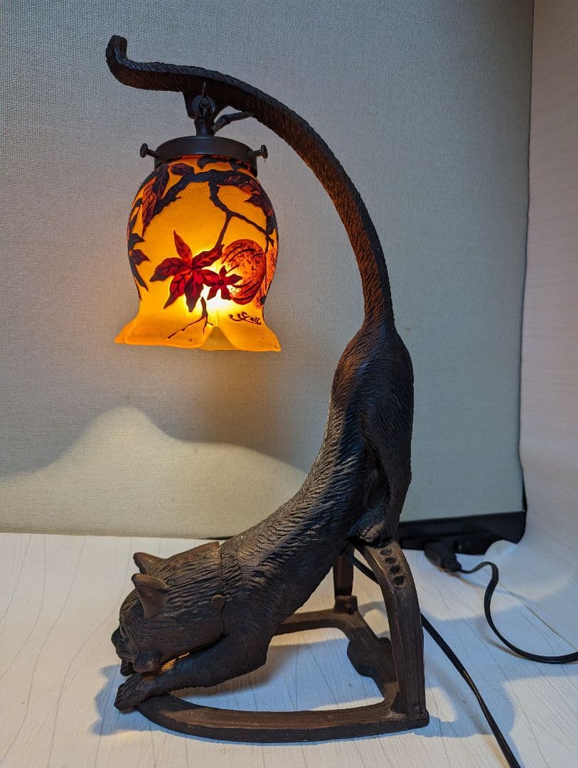 ガレ風 猫のランプ アンティーク照明 ★希少★早い物勝ち★