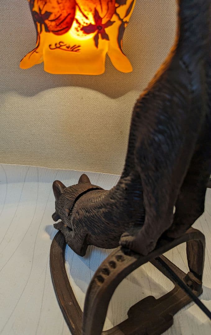 ガレ風 猫のランプ アンティーク照明 ★希少★早い物勝ち★