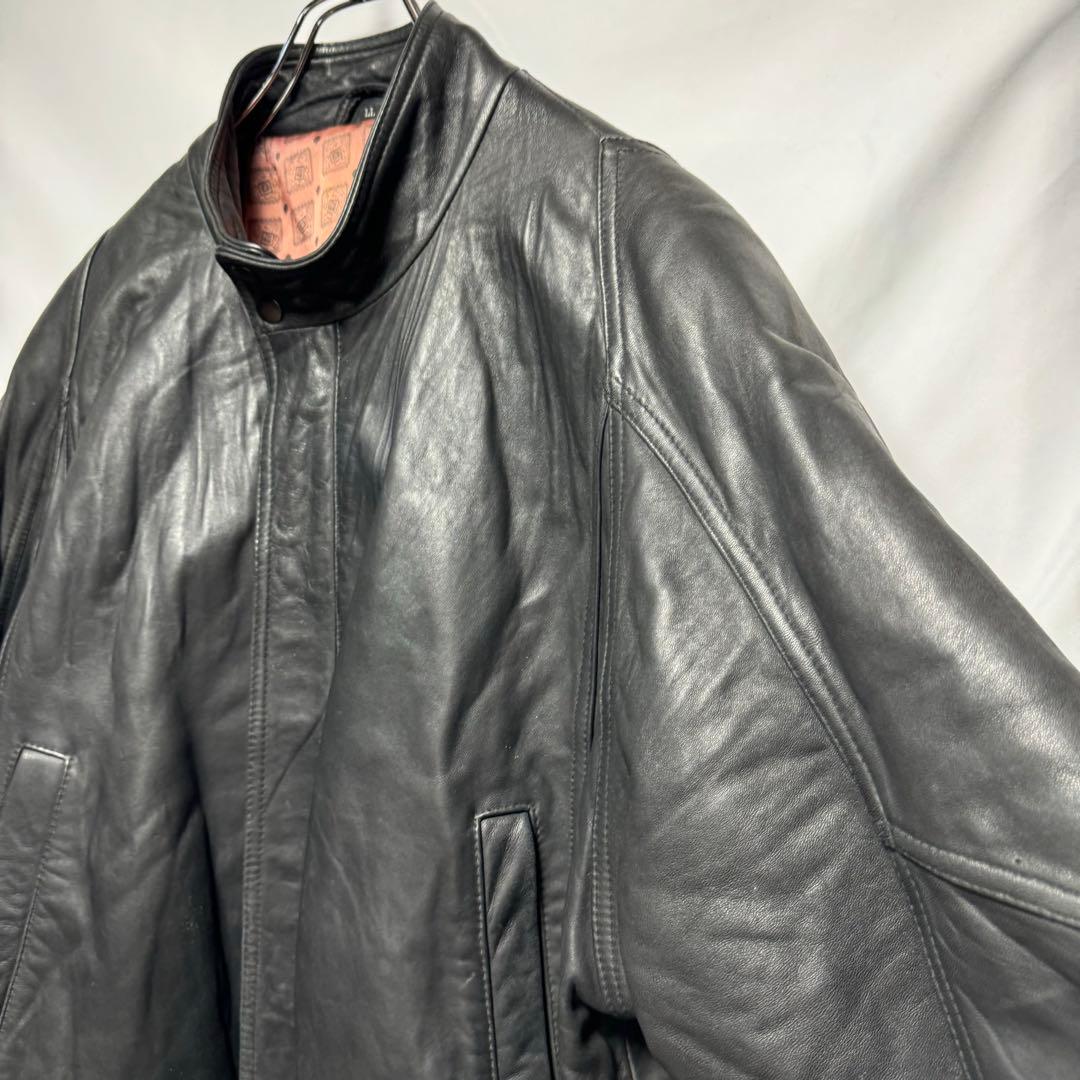 古着　HARLEOUIN y2k ノーカラー　レザージャケット　35