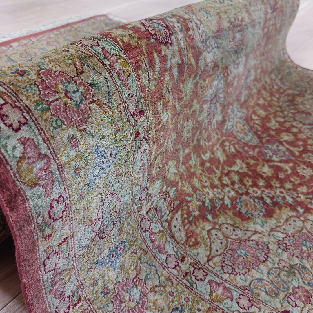 Y3295 高級ペルシャ絨毯 クム産 シルク100% 手織り110万ノット