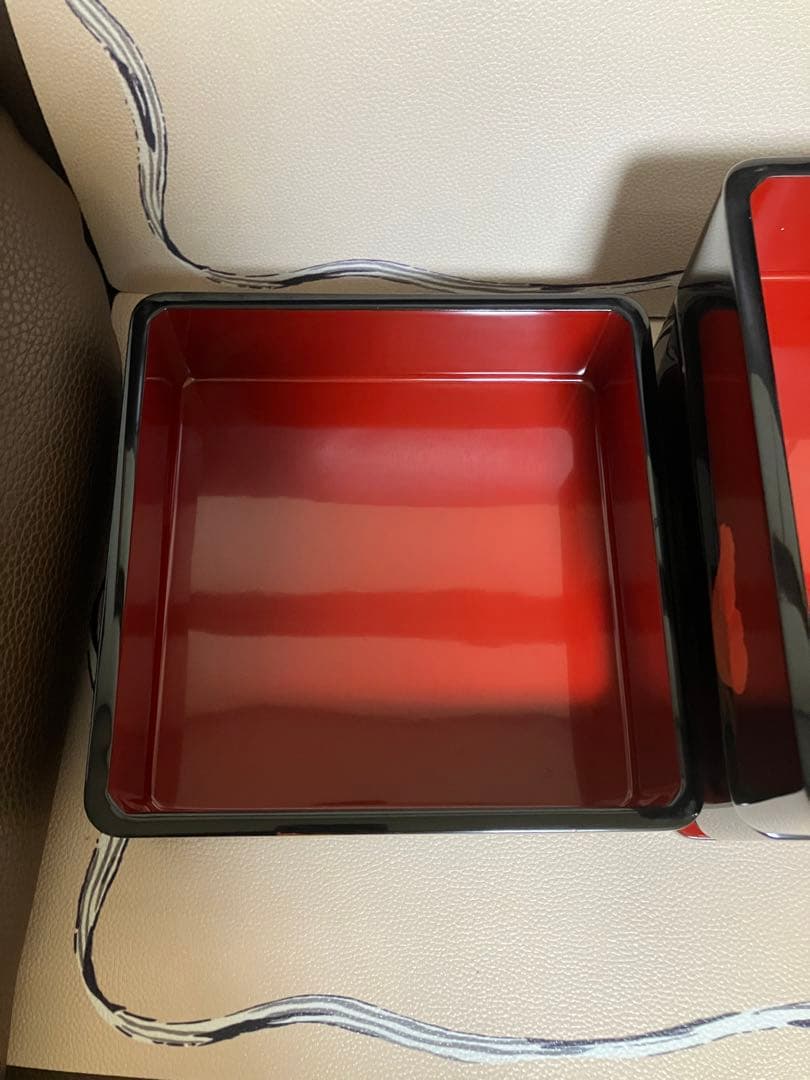 重箱 3段 会津漆器 会津塗 6.5寸 三段本重 雅花丸 黒 内朱