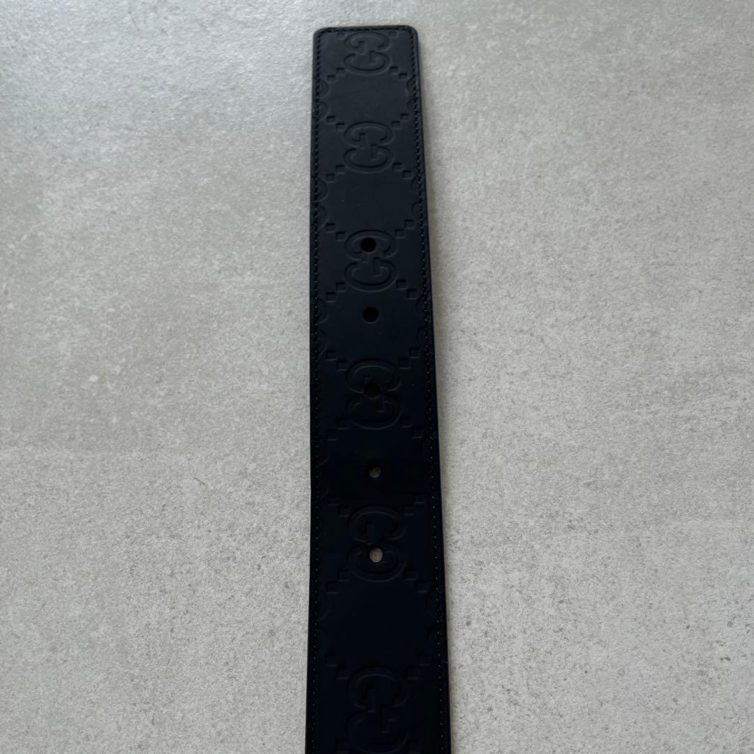 GUCCI グッチ インターロッキング　レザーベルト マット ブラック