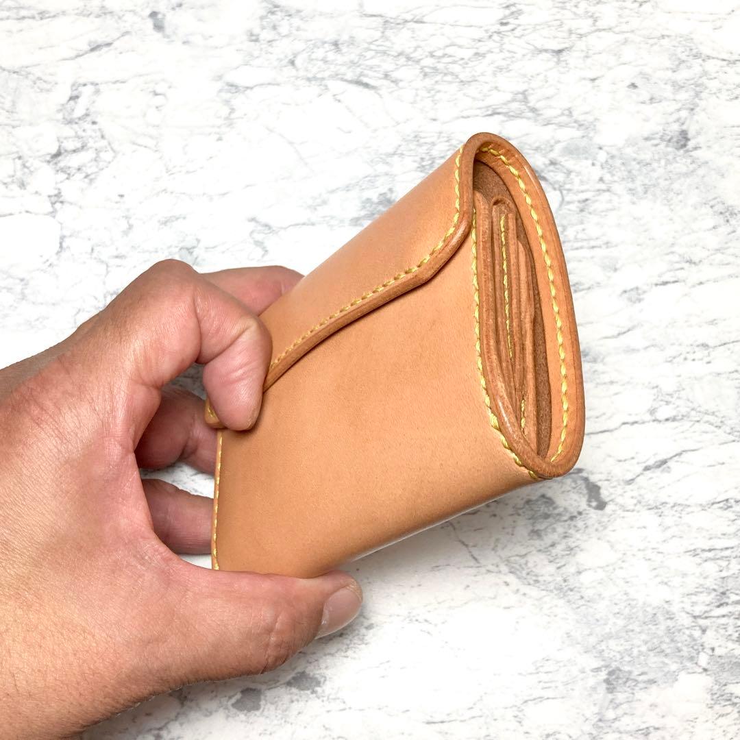 栃木レザー コンパクト財布 本革 三つ折り財布 ナチュラル メンズ レディース