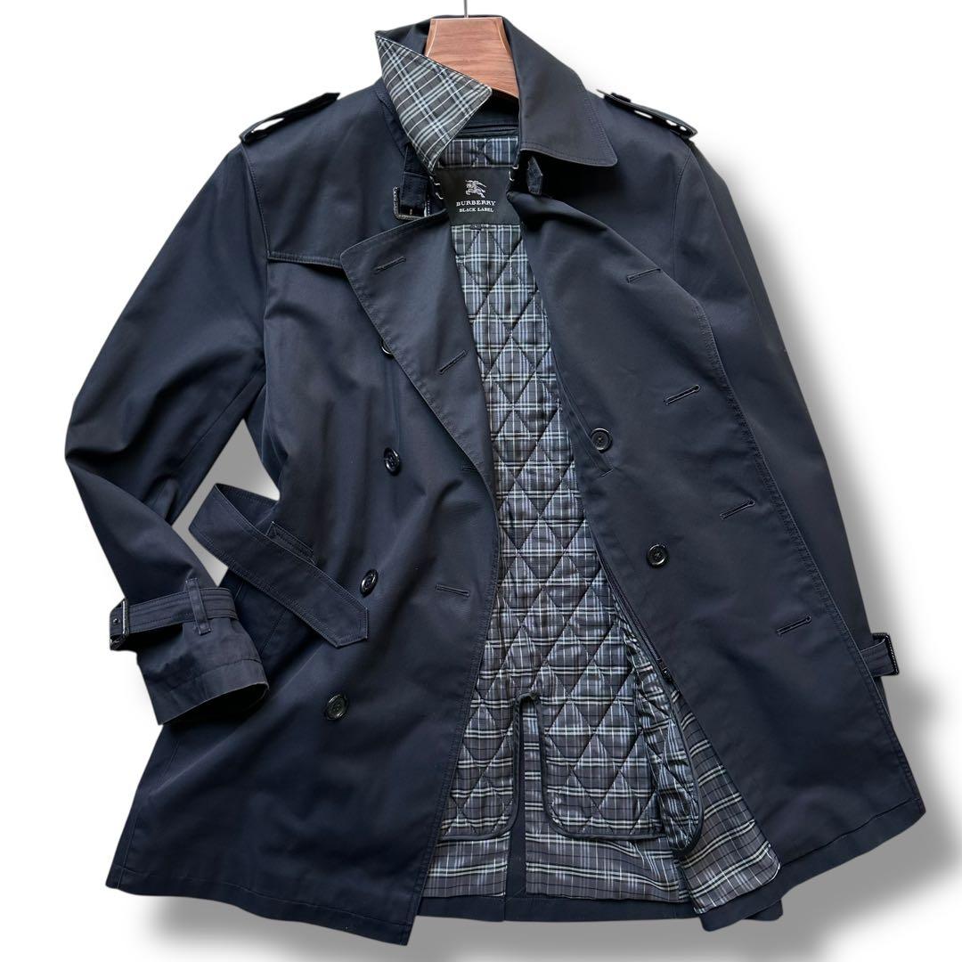 美品 バーバリーブラックレーベル トレンチコート キルティング ライナー L 黒
