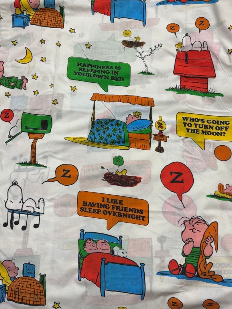 【美品】スヌーピーヴィンテージツインフラットシーツ/sleep柄/キズ無し