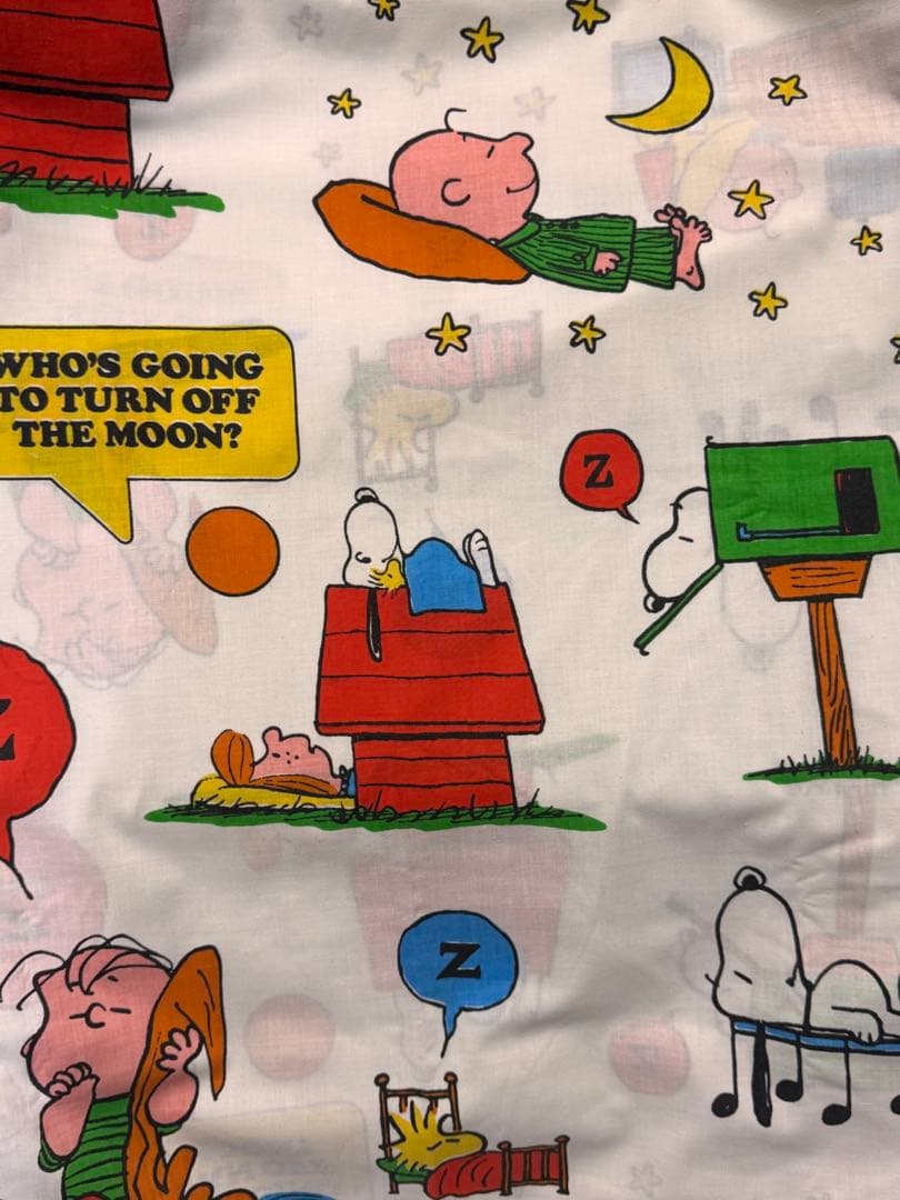 【美品】スヌーピーヴィンテージツインフラットシーツ/sleep柄/キズ無し