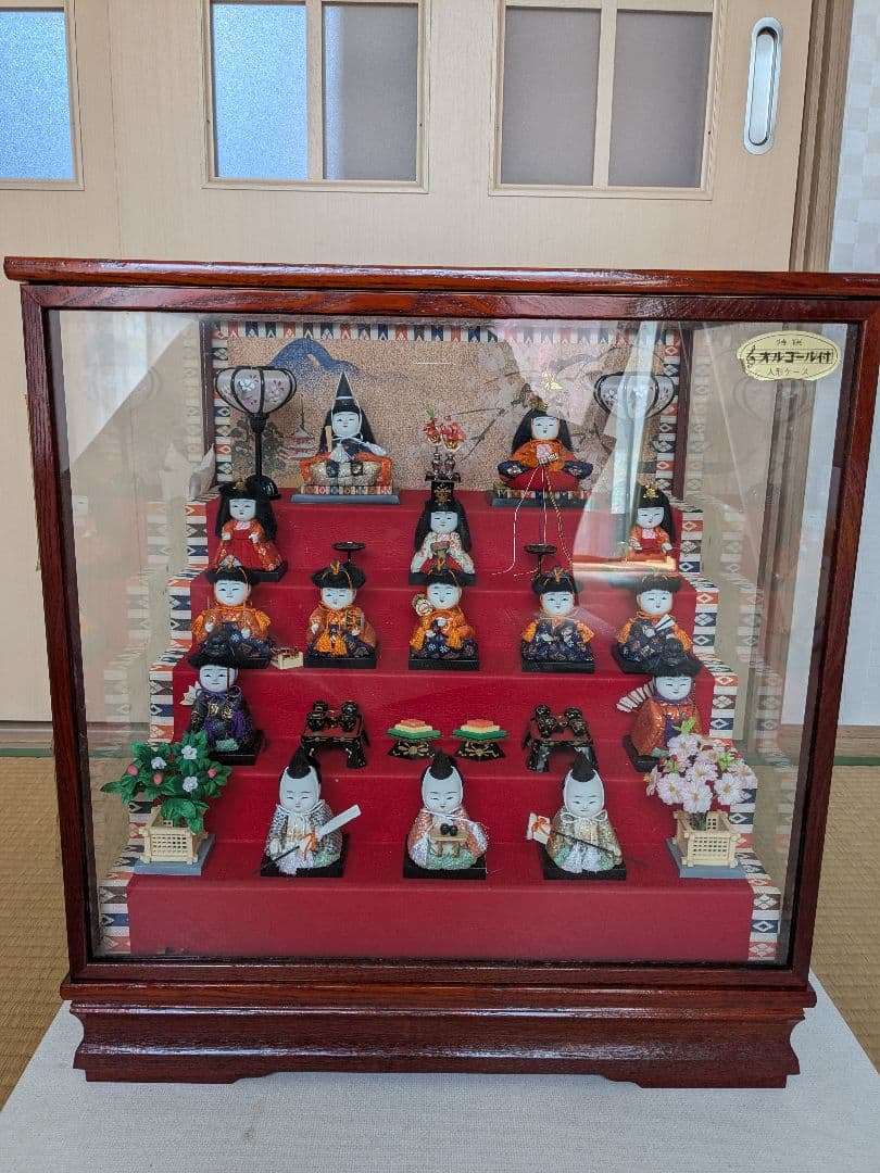 ＃伝統的な5段雛人形 ガラスケース付き