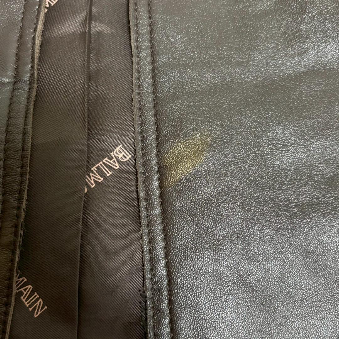 バルマン トレンチコート ラムレザー 羊革 ロング ベルト付き アウター 上品