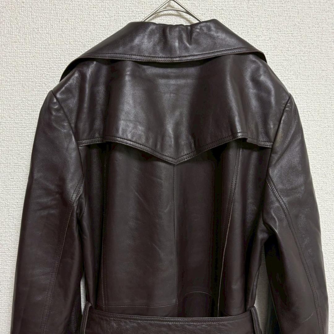 バルマン トレンチコート ラムレザー 羊革 ロング ベルト付き アウター 上品