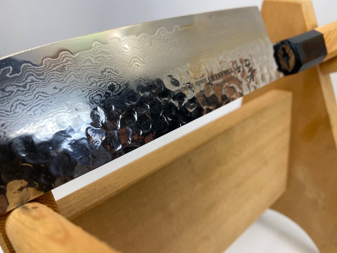 堺孝行 菜切包丁 33層ダマスカス 槌目 欅柄 V金10号 160mm 新品