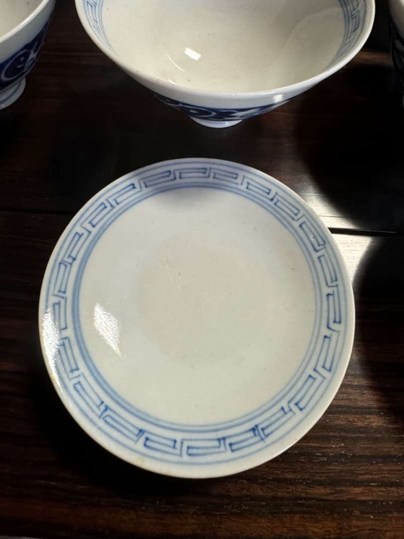 古伊万里 伊万里焼　染付総模様蓋付碗　10客　　江戸後期