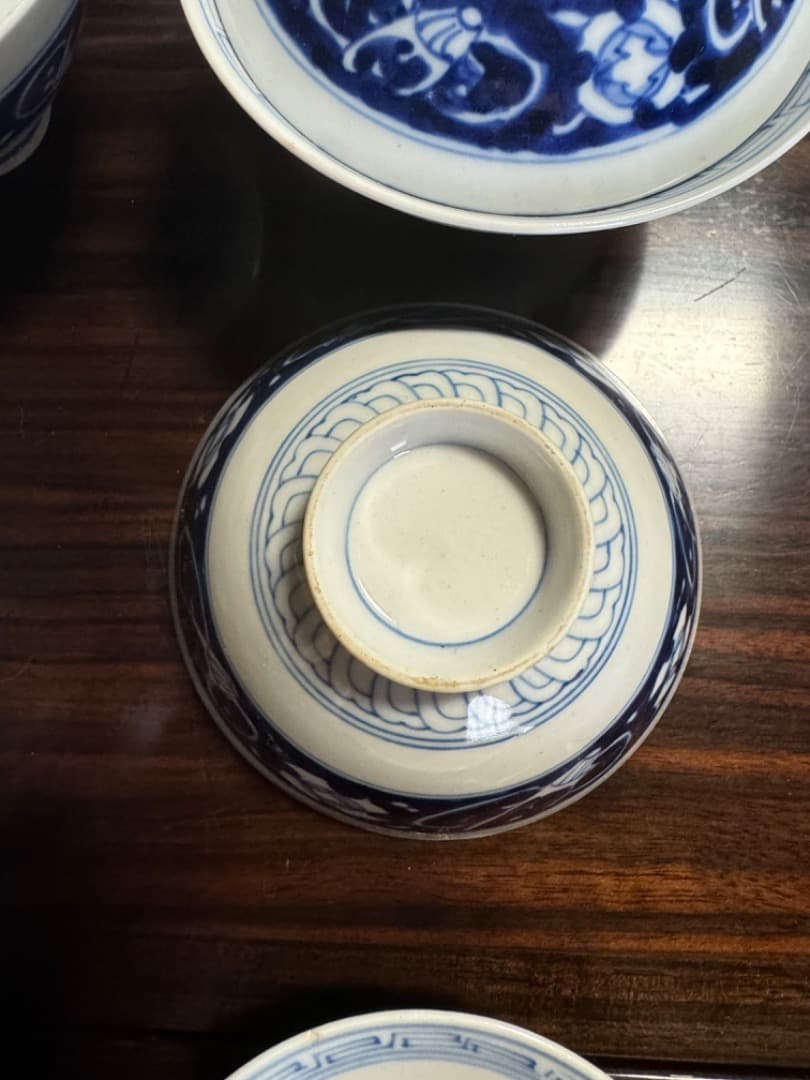 古伊万里 伊万里焼　染付総模様蓋付碗　10客　　江戸後期