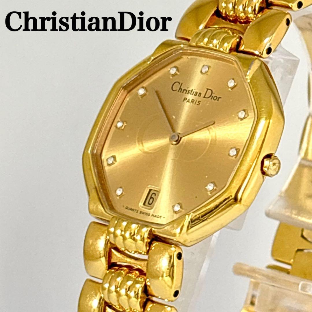 【新品電池 稼動】Dior 11P ダイヤ レディース時計 クォーツ オクタゴン