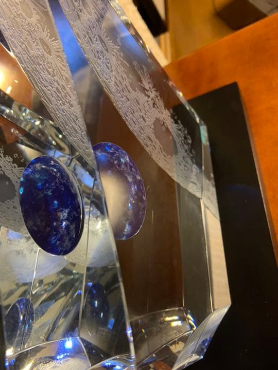 HOYAホヤ【クリスタル・オブジェ】月からの地球　宇宙の神秘eartoon