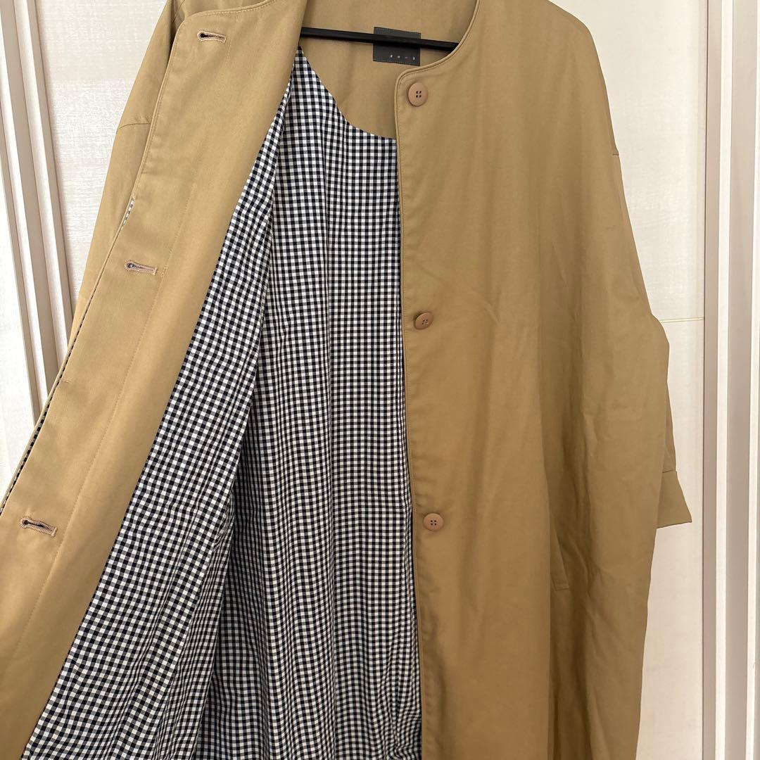 オローネ　トリムグラフコート　ベージュ ロングコート　スプリングコート