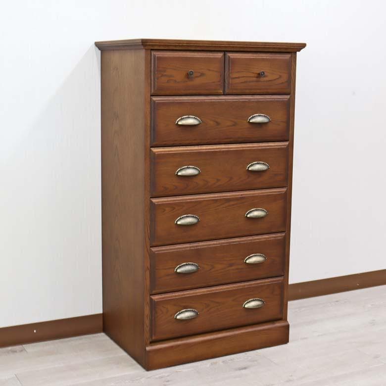 6段チェスト 幅60cm ナラ材 日本製 サイドチェスト 旭 北海道