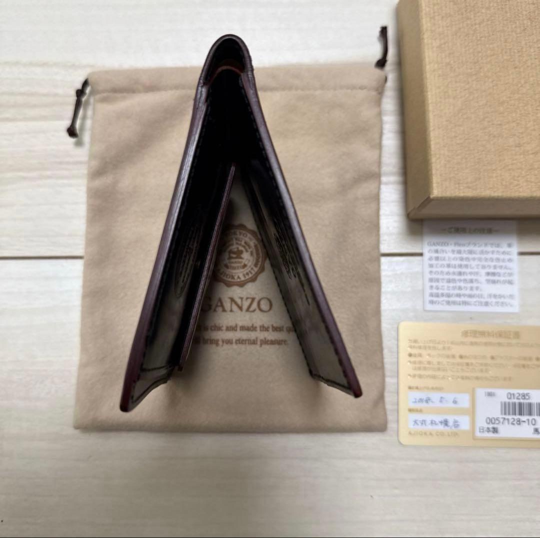 GANZO シェルコードバン 二つ折り財布 ブラック