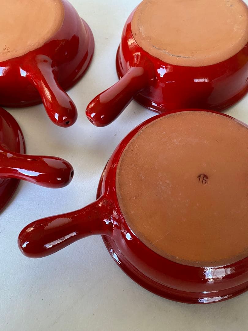 片手　キャセロール鍋　4個　レッド　未使用　赤