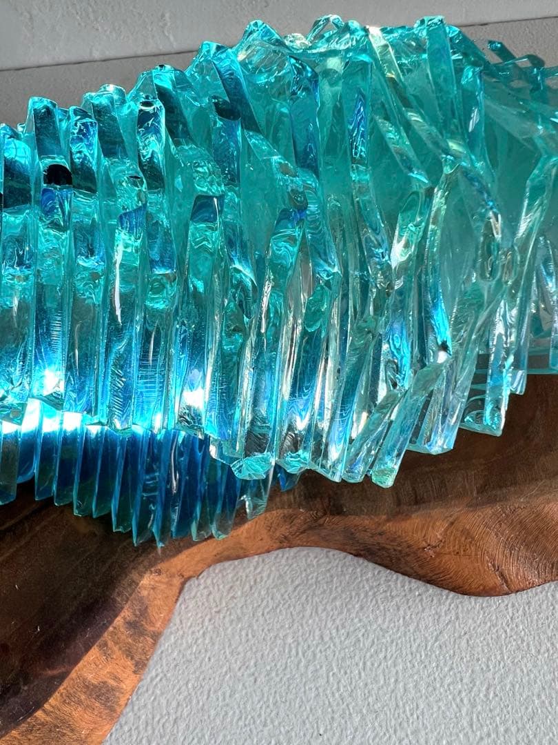 バリ島オーダー品！ガラス工芸！良い波♪ライト付き　ウェーブオブジェです♪