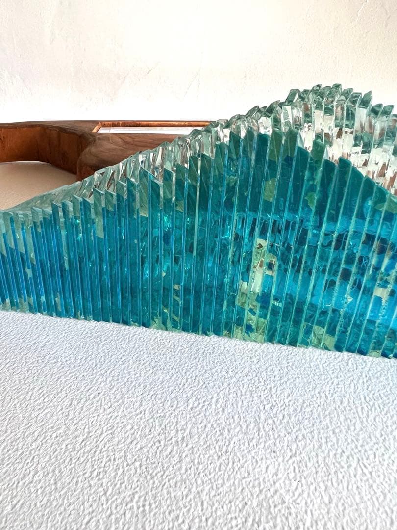 バリ島オーダー品！ガラス工芸！良い波♪ライト付き　ウェーブオブジェです♪