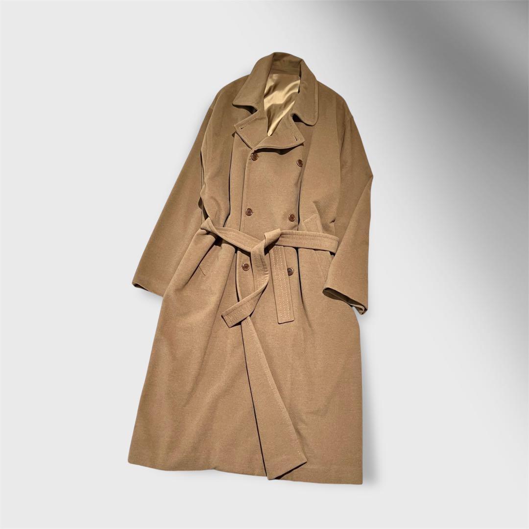 美品 ヴィンテージ スペイン製 ウールアンゴラ ダブル コート ベージュ 古着