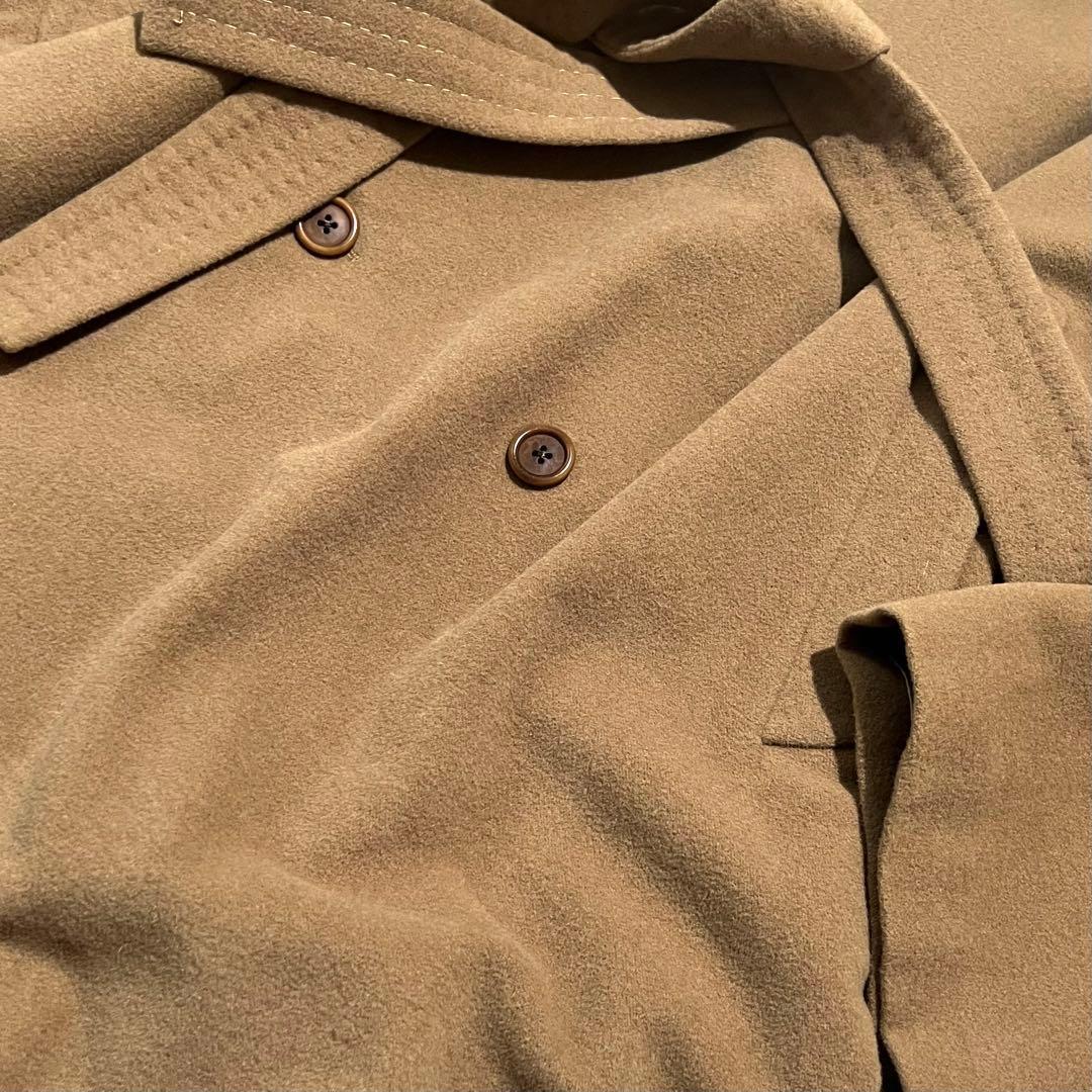 美品 ヴィンテージ スペイン製 ウールアンゴラ ダブル コート ベージュ 古着