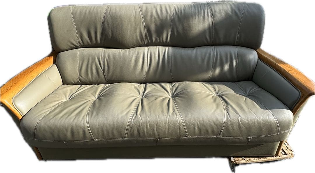 ② 浜本工芸 レザーソファ MADE IN JAPAN 本革張りソファ ３人掛け