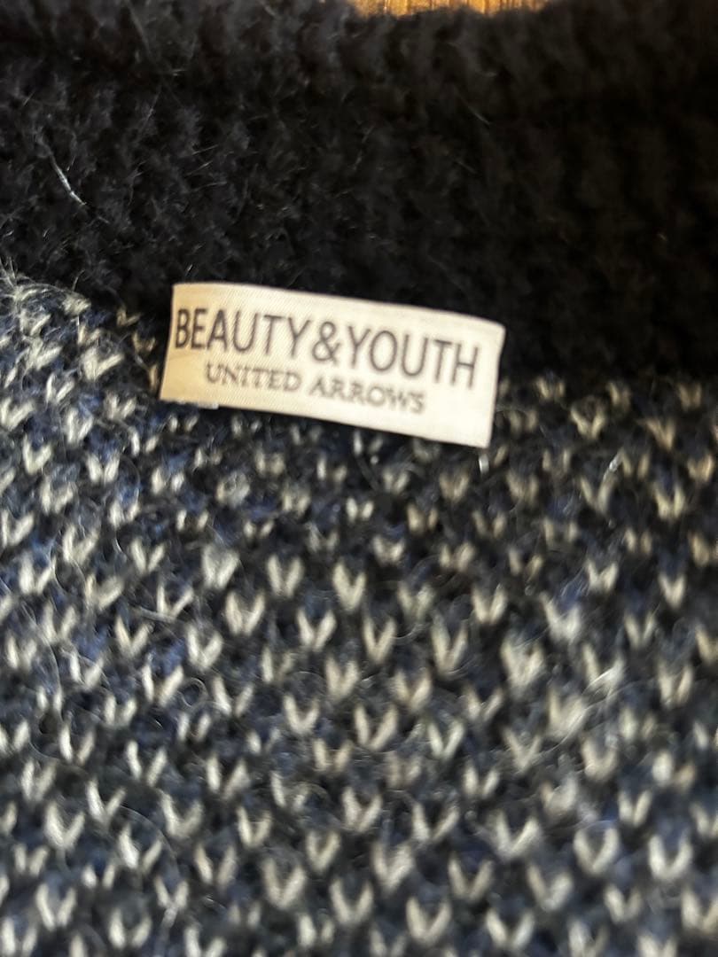 シャギー チェック Vネック カーディガンBEAUTY&YOUTH