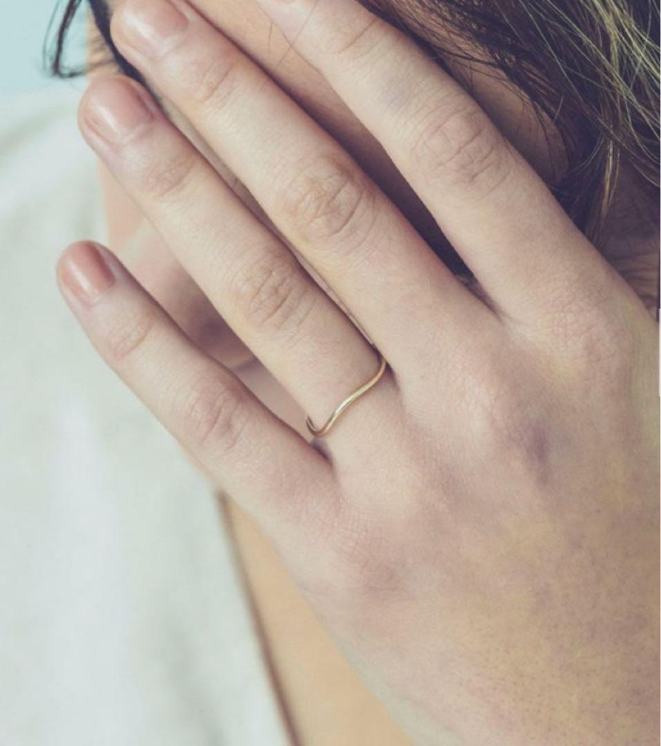 ete K10YG レイヤード ウェーヴ リング