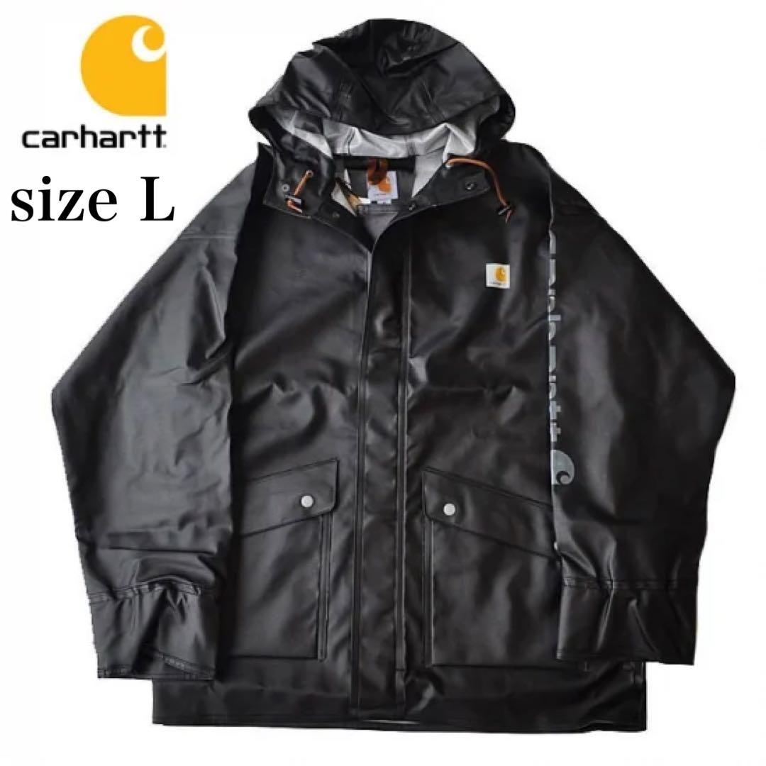 Carhartt メンズ ミッドウェイト 防水 レインストームコート L 黒