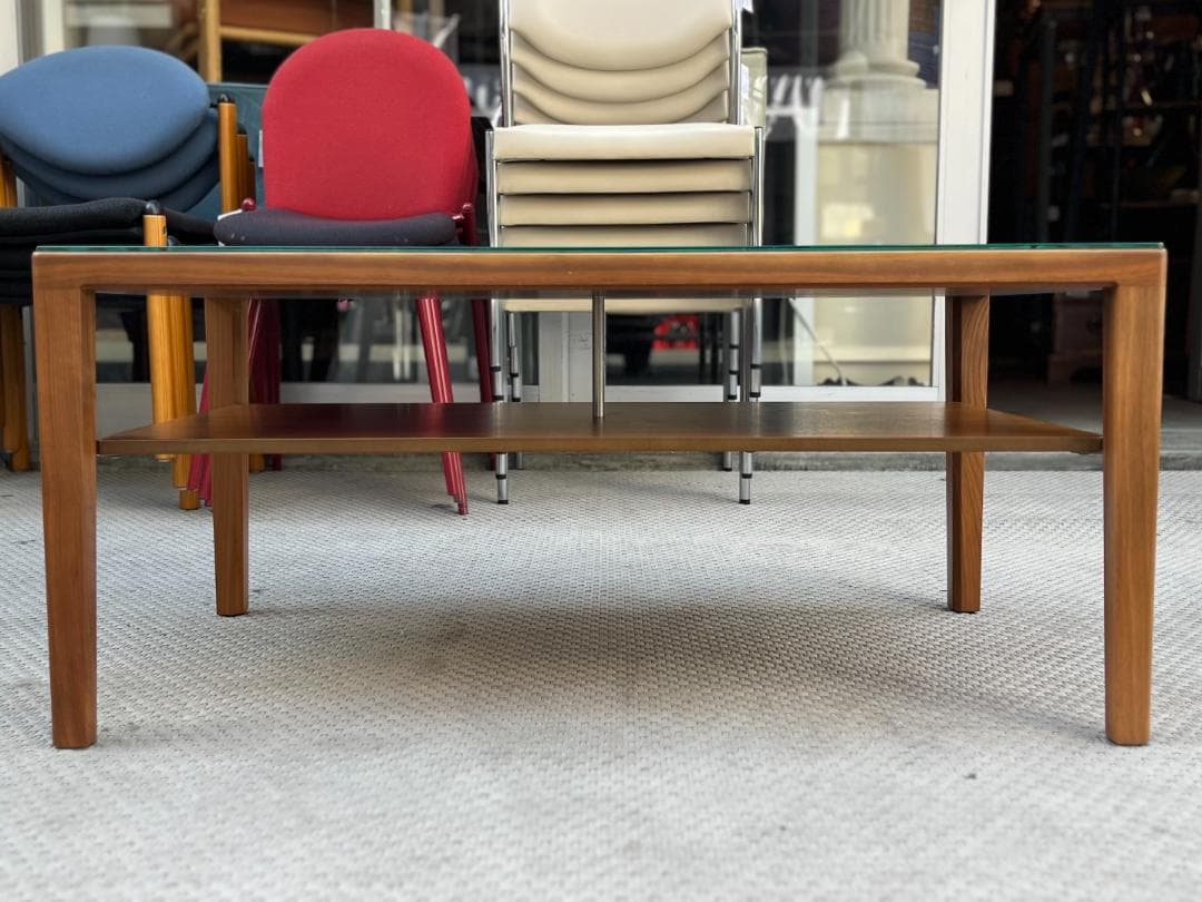 現行モデル☆カリモク家具／TU3544／ローテーブル／ウォールナット／ガラス天板