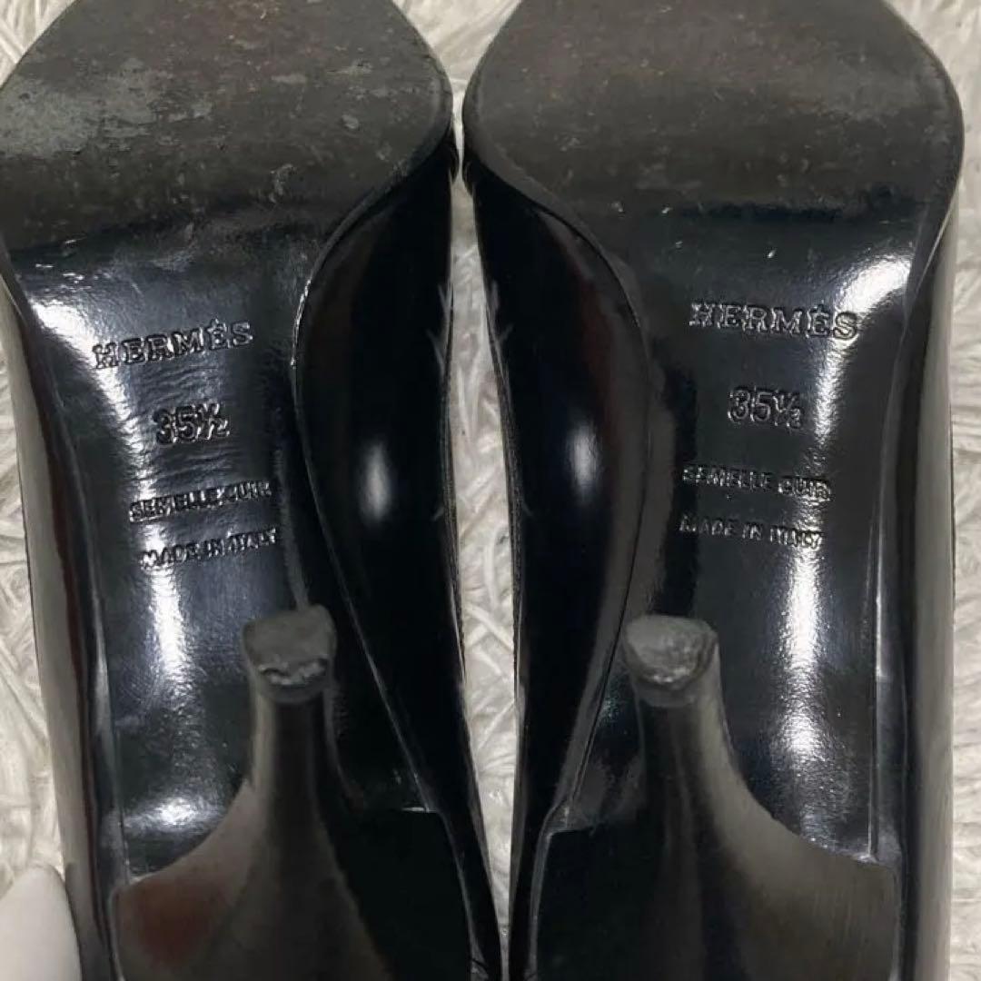 美品✨エルメス　ケリー　パンプス　23cm 黒　HERMES レザー　金具　箱付