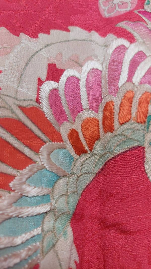 NA87アンティーク子供着物正絹七五三豪華刺繍着丈63センチ腰縫い上げ15センチ