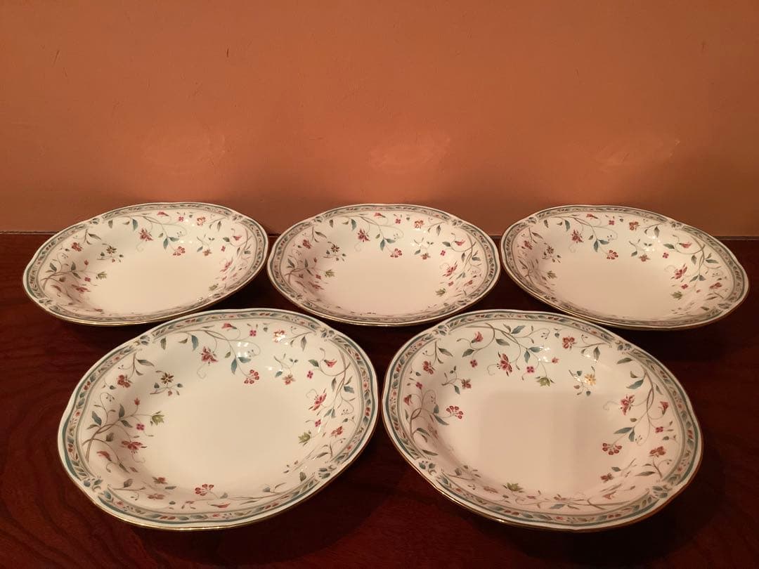 ノリタケ　ボーンチャイナ　花更紗　スープ皿　22cm 5枚セット