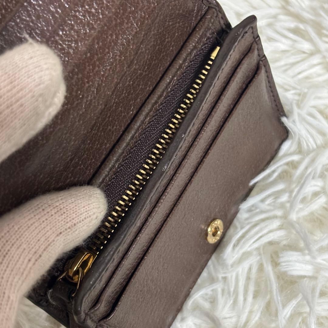 グッチ 二つ折り財布 オフィディア GGマーモント シェリーライン　ブラウン