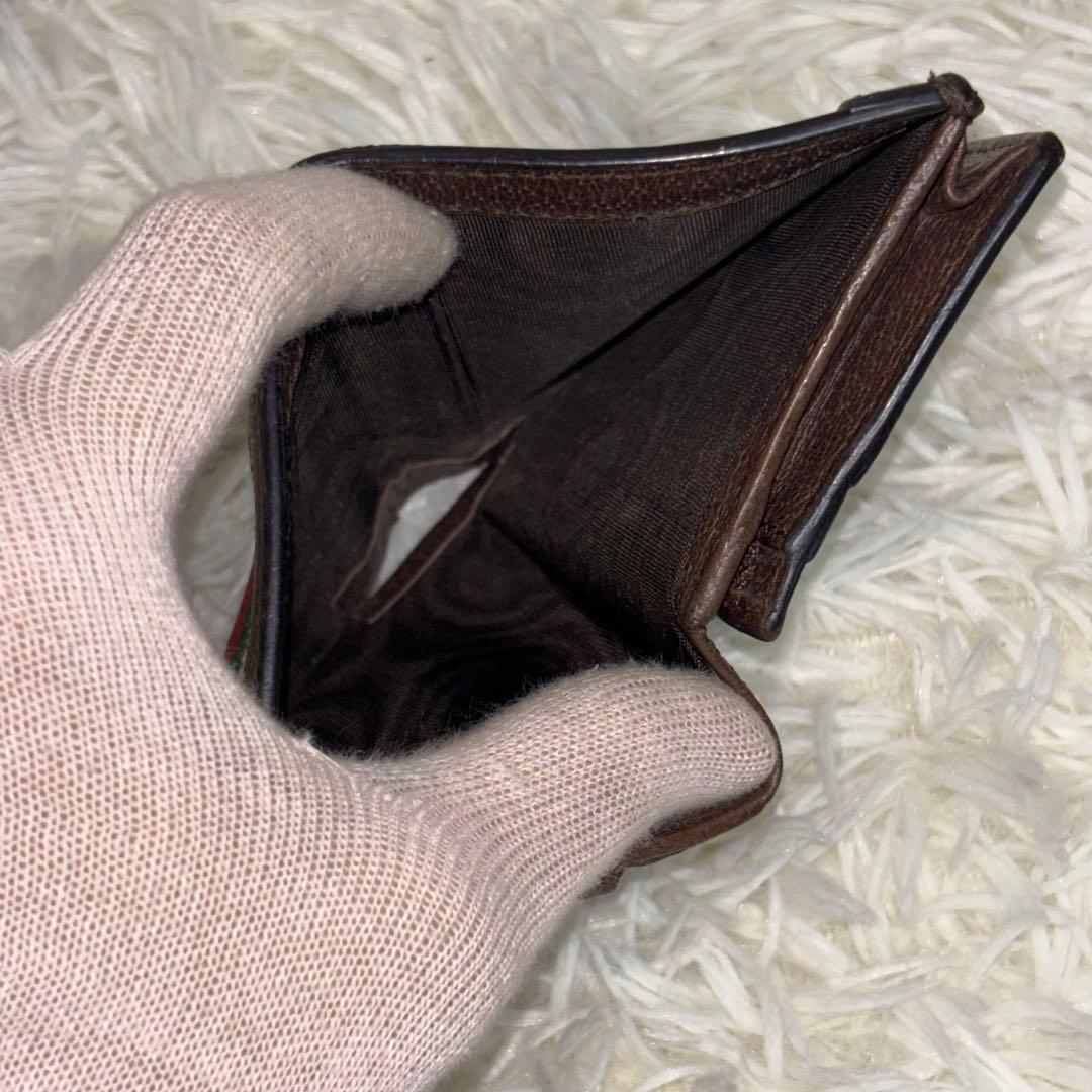 グッチ 二つ折り財布 オフィディア GGマーモント シェリーライン　ブラウン