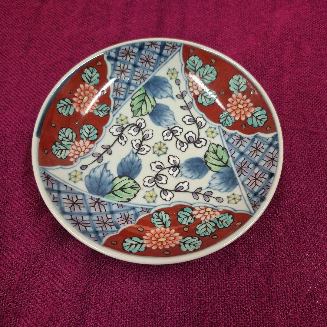 六代佐藤走波　染錦菊草花文高杯皿