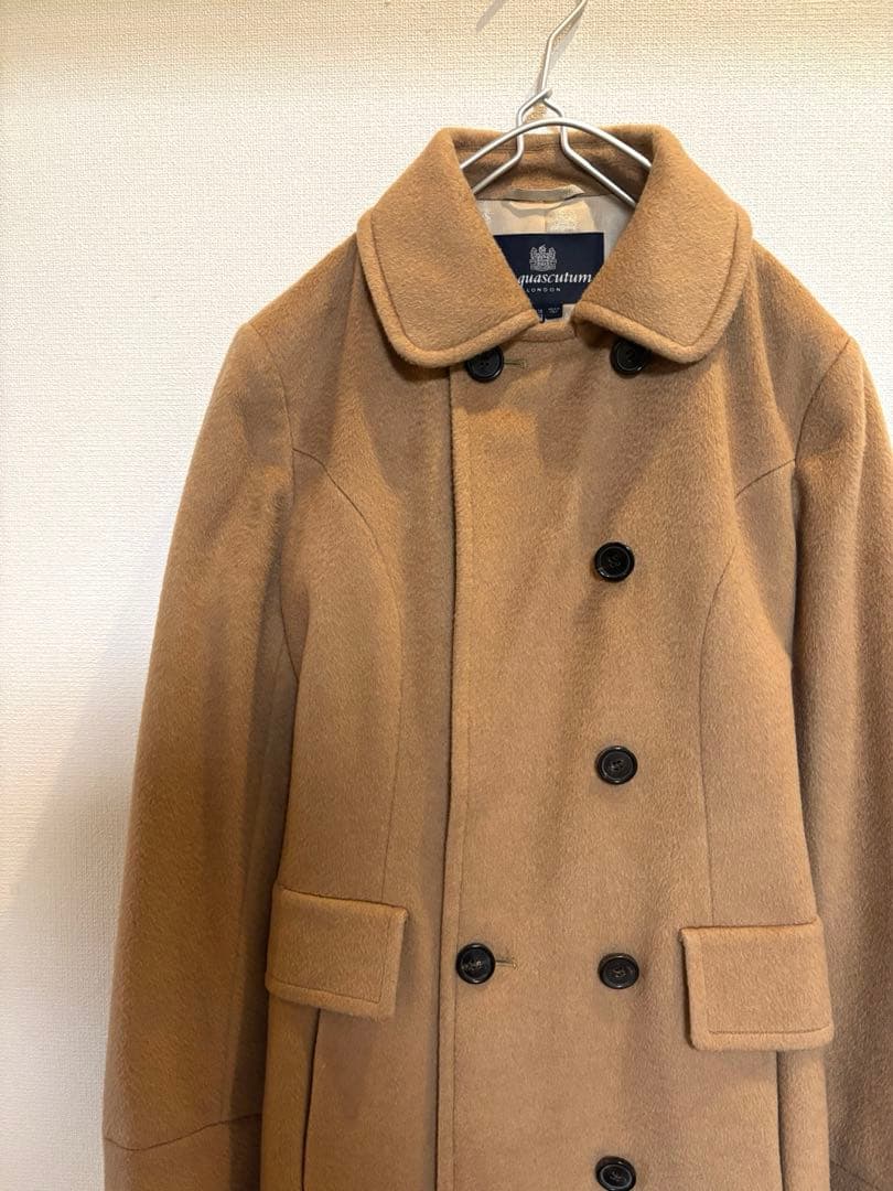 Aquascutum ベージュ カシミヤ100% キャメルトレンチコート