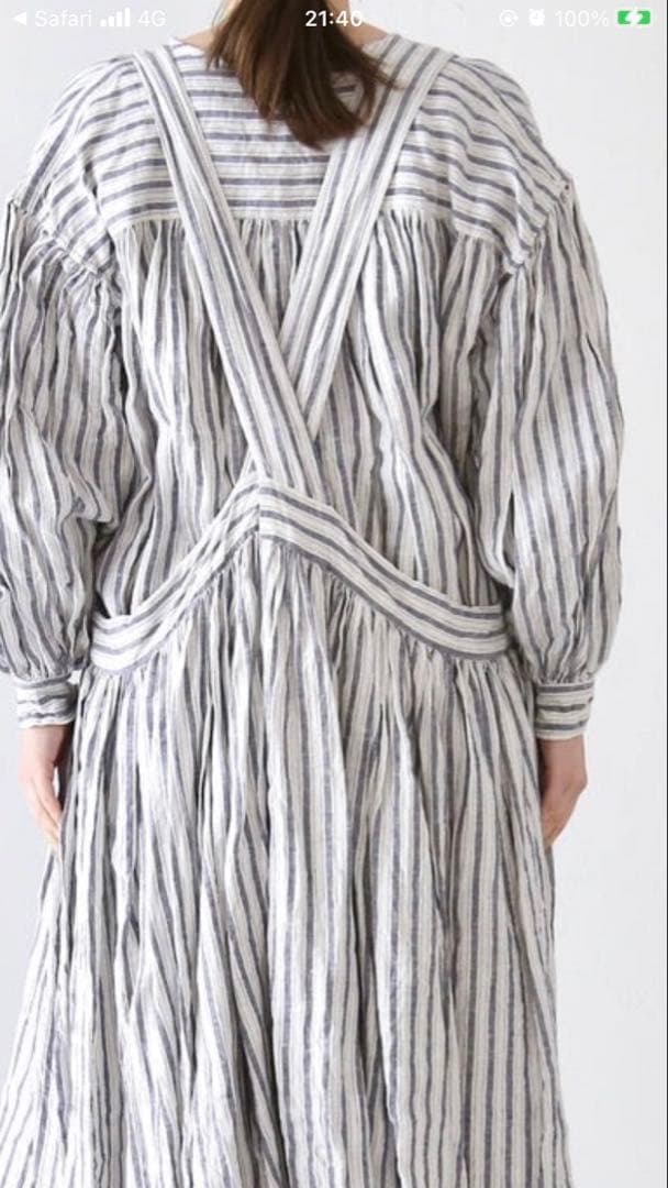 veritecueurリトアニアリネンJPスカート ストライプ