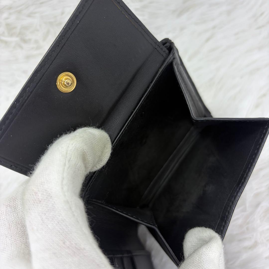 ロエベ　二つ折り　折り財布　アナグラム　パズル　リピート　リネン　レザー　紺色