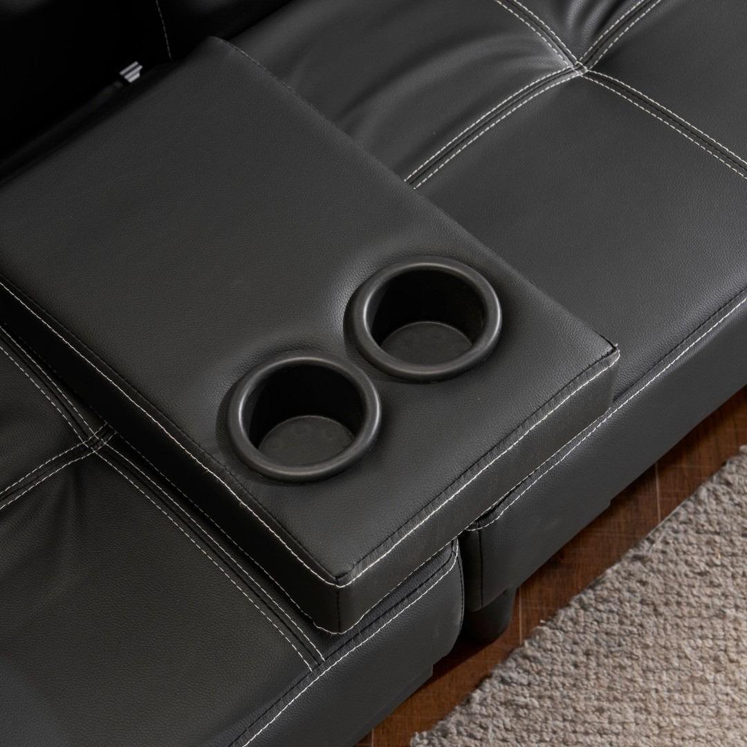 ソファベッド ソファ 2人掛け ベッド カップホルダー付き リクライニングソファ