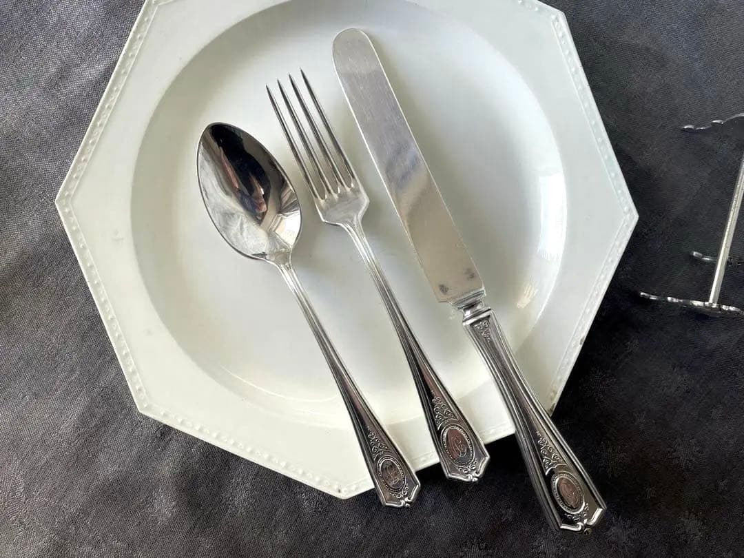 モノグラム付きカトラリーセット ナイフ&フォーク&スプーン フランスアンティーク