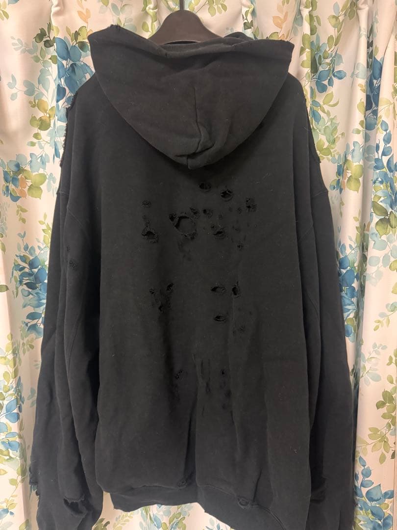 BALENCIAGA ブラック デストロイパーカー XS ダメージ加工