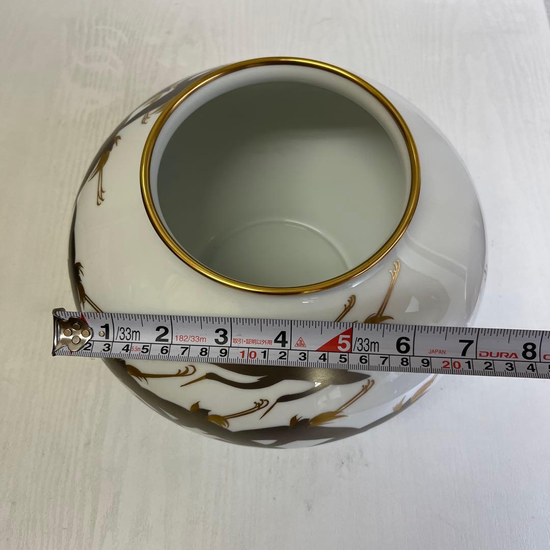 大倉陶園　鶴　金　銀　花瓶　壺