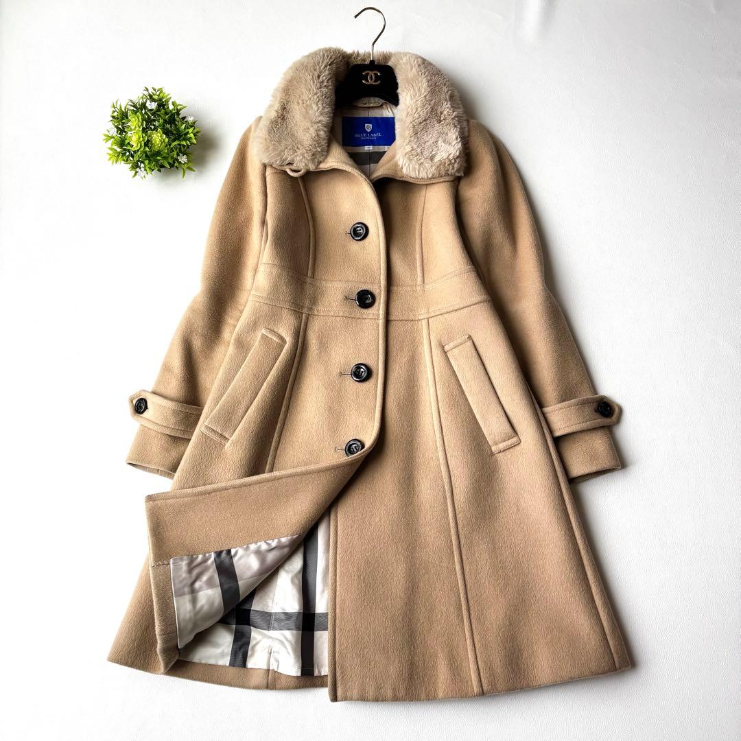 BLUE LABEL CRESTBRIDGE ロングコート　ウール混　ファー