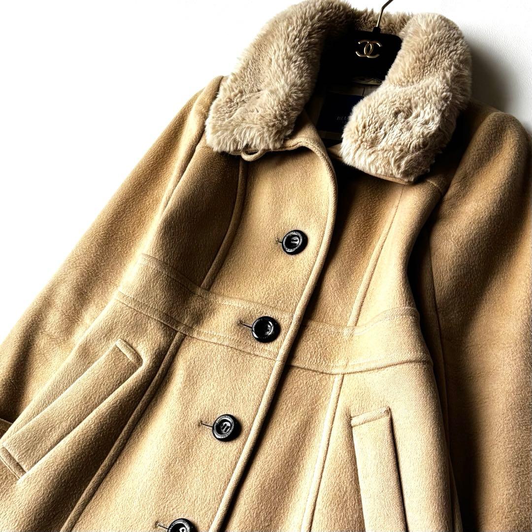 BLUE LABEL CRESTBRIDGE ロングコート　ウール混　ファー