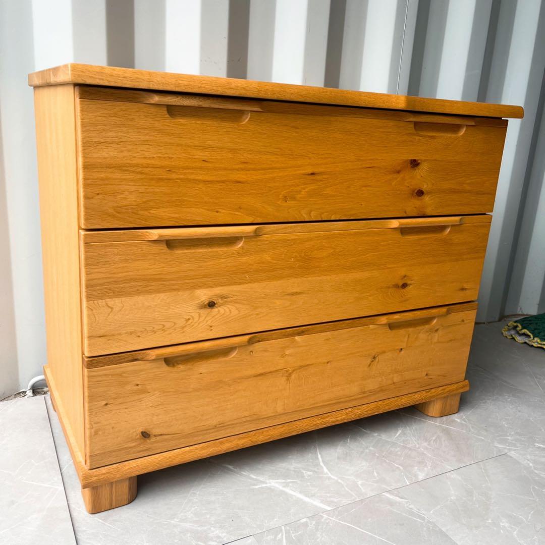 取付無料！起立木工 D-ORK 北欧風天然無垢材ナチュラル3段チェスト タンス✨